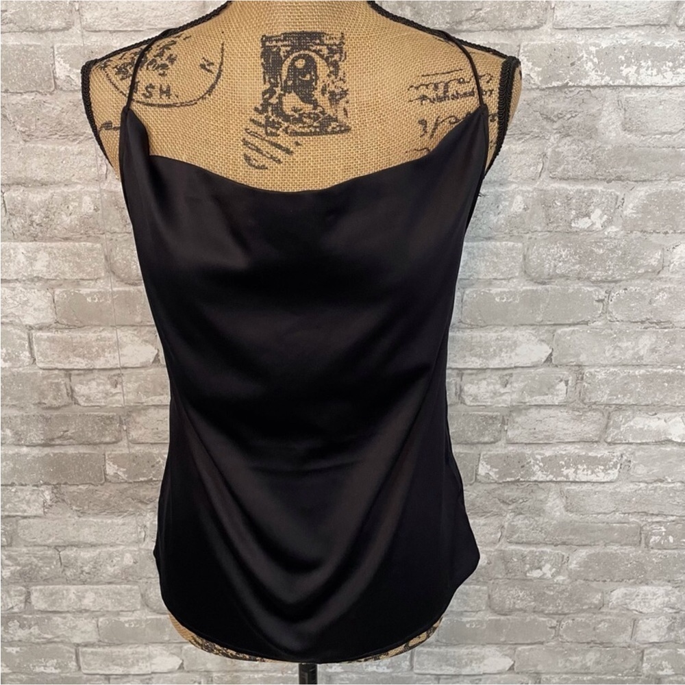Express Black Satin Drape Cami Top